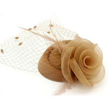 Load image into Gallery viewer, D Fascinator Hat Flower Mesh Feathers Gatsby