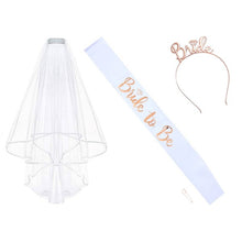 Load image into Gallery viewer, Bridal 4 Set Sash, Pin, Veil, and Bridal Headband