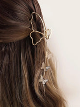 Load image into Gallery viewer, Metal butterfly hair clip butterfly chain drop

