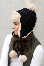 Load image into Gallery viewer, Cable Weave Pom Trapper Hat
