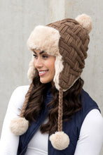 Load image into Gallery viewer, Cable Weave Pom Trapper Hat
