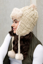 Load image into Gallery viewer, Cable Weave Pom Trapper Hat
