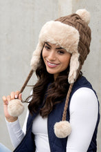 Load image into Gallery viewer, Cable Weave Pom Trapper Hat
