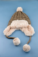 Load image into Gallery viewer, Cable Weave Pom Trapper Hat
