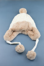 Load image into Gallery viewer, Cable Weave Pom Trapper Hat
