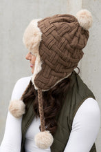 Load image into Gallery viewer, Cable Weave Pom Trapper Hat
