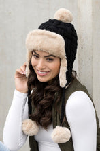 Load image into Gallery viewer, Cable Weave Pom Trapper Hat
