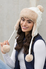 Load image into Gallery viewer, Cable Weave Pom Trapper Hat
