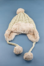 Load image into Gallery viewer, Cable Weave Pom Trapper Hat
