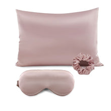 Load image into Gallery viewer, Satin Pillowcase Sleep Mask Scrunchie Gift Set
