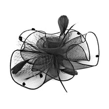Load image into Gallery viewer, A Fascinator Hat Mesh Ribbon Feathers Gatsby
