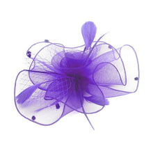 Load image into Gallery viewer, A Fascinator Hat Mesh Ribbon Feathers Gatsby
