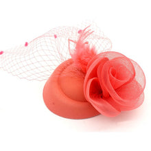 Load image into Gallery viewer, D Fascinator Hat Flower Mesh Feathers Gatsby

