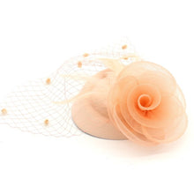 Load image into Gallery viewer, D Fascinator Hat Flower Mesh Feathers Gatsby

