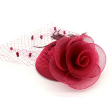 Load image into Gallery viewer, D Fascinator Hat Flower Mesh Feathers Gatsby
