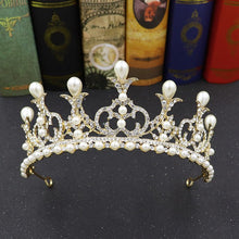 Load image into Gallery viewer, Crown Rhinestone Pearl Headband L2956
