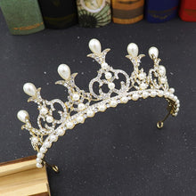 Load image into Gallery viewer, Crown Rhinestone Pearl Headband L2956
