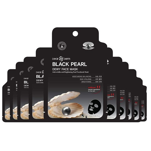 10 Pack - Black Pearl Firming Face Mask Pack Sheet