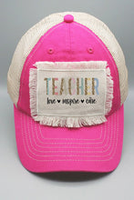 Load image into Gallery viewer, Leopard Teacher Love Inspire Care Patch Hat
