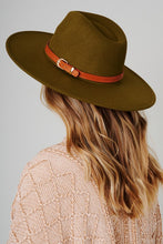 Load image into Gallery viewer, Leather Belt Buckle Strap Fedora Hat
