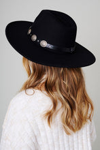 Load image into Gallery viewer, Concho Leather Strap Fedora Hat
