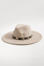 Load image into Gallery viewer, Concho Leather Strap Fedora Hat
