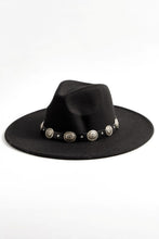 Load image into Gallery viewer, Concho Leather Strap Fedora Hat
